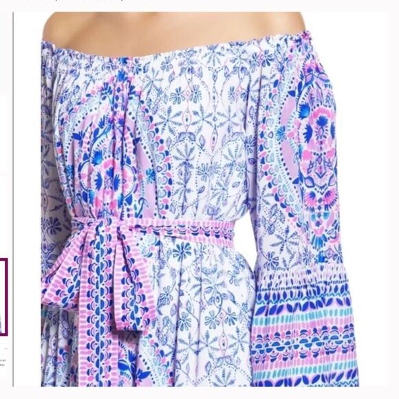 NEW Lilly Pulitzer ABIGALE OFF THE SHOULDER MIDI DRESS White Time To Shine SZ M - Picture 4 of 14